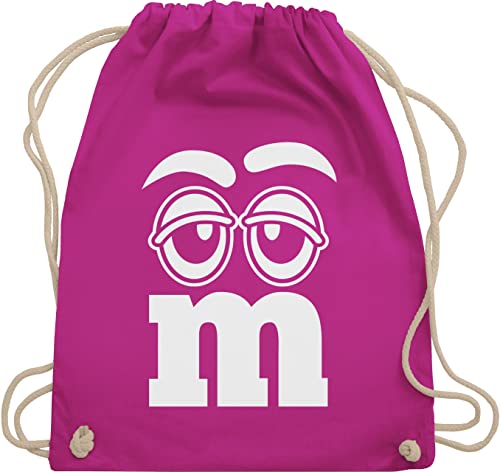 Turnbeutel Rucksack - Karneval & Fasching - Taschen - Faschingskostüm Gruppen M&M Aufdruck Gesicht - Unisize - Fuchsia - karnevals wurfbeutel fasching, m m´s beutel baumwolle wurftasche fasching- von Shirtracer