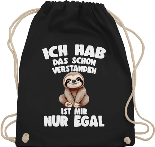 Shirtracer Turnbeutel Rucksack - Taschen - Ich hab das schon verstanden ist mir nur egal I Lustiger Spruch Faultier - Unisize - Schwarz - lustige sprüche sloth mit stoffrucksack motiv verstanden, von Shirtracer