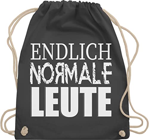 Shirtracer Turnbeutel Rucksack - Festival & Konzert - Endlich normale Leute - Unisize - Dunkelgrau - taschen für konzerte festivalbeutel festivals stoffrucksack damen sachen juterucksäcke kordel von Shirtracer