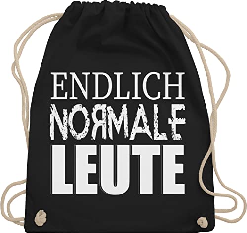 Shirtracer Turnbeutel Rucksack - Festival & Konzert - Endlich normale Leute - Unisize - Schwarz - taschen für konzerte festivalbeutel festivals stoffrucksack damen sachen juterucksäcke kordel von Shirtracer