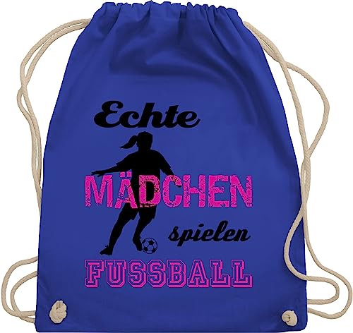 Turnbeutel Rucksack - Fussball EM 2024 - Echte Mädchen spielen Fußball - Schwarz - Unisize - Royalblau - turn beutel geschenke fussballrucksack fußballer ,,echte fußball'' sportbeutel fanartikel von Shirtracer