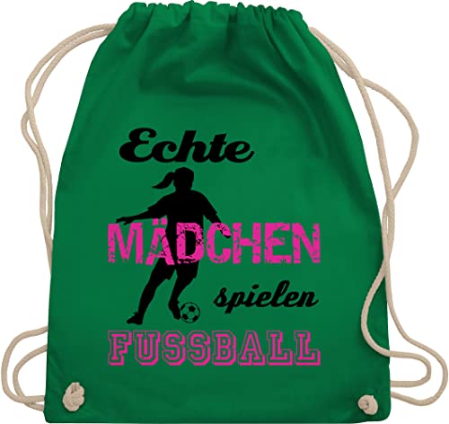 Turnbeutel Rucksack - Fussball EM 2024 - Echte Mädchen spielen Fußball I - Unisize - Grün - gym backpack turnen tasche stoffrucksack turnsackerl sportsack baumwolle kinder beutel kordel häng von Shirtracer