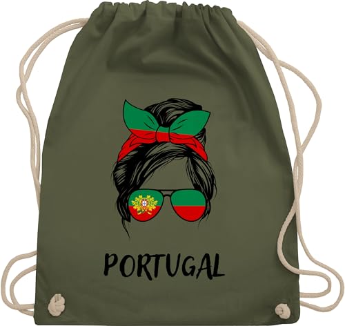 Shirtracer Turnbeutel Rucksack - Fußball EM WM - Taschen - Cooles Portugal Motiv Portuguesa Style - Unisize - Olivgrün - fußball-em fanartikel europameisterschaft tasche fussball 2024 fu ball em24 von Shirtracer