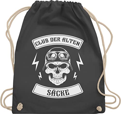 Shirtracer Turnbeutel Rucksack - Geburtstag Herren - Club der alten Säcke Totenkopf weiß - Unisize - Dunkelgrau - sportbeutel stoff bag beutel rucksäcke baumwoll kordel baumwolle uni alte sack alter von Shirtracer