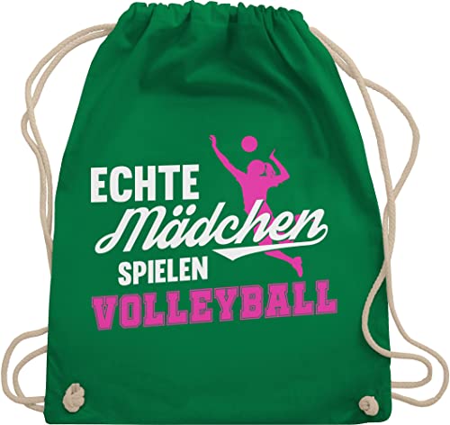 Shirtracer Turnbeutel Rucksack - Geschenke Zubehör - Echte Mädchen spielen Volleyball weiß/fuchsia - Unisize - Grün - volleyballtasche volleyballer beutel volleyball-turnbeutel vollyball geschenk von Shirtracer