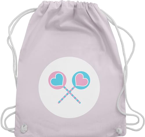 Turnbeutel Rucksack - Karneval & Fasching - Taschen - Glücksbär Herzlollies Herzlolli Lollifan - Unisize - Pastell Rosa - wurftasche jeck beutel karnevalsbeutel karnevals tasche karnevalstaschen von Shirtracer