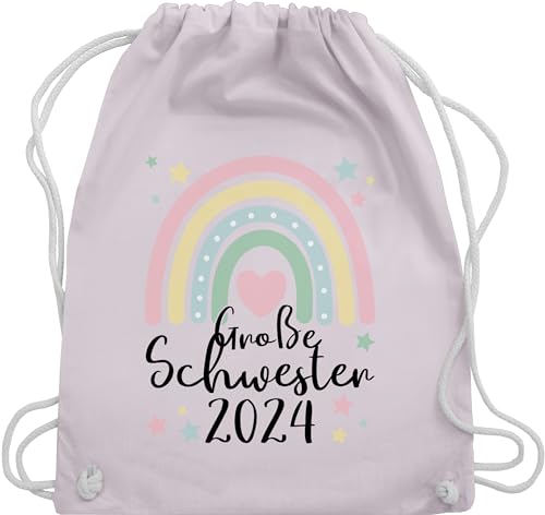 Shirtracer Turnbeutel Rucksack - Taschen - Große Schwester Geschenk 2024 Regenbogen Big Sister - Unisize - Pastell Rosa - 2023 für grosse geschenke schwestern sis große+schwester+geschenk verkünden von Shirtracer