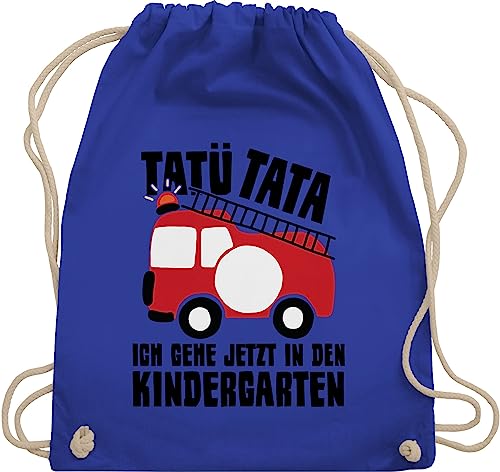 Shirtracer Turnbeutel Rucksack - Hallo Taschen - Tatü Tata Ich gehe jetzt in den Kindergarten - Feuerwehrauto - Unisize - Royalblau - turn beutel mädchen wechselsachen tasche kita kindergärten start von Shirtracer