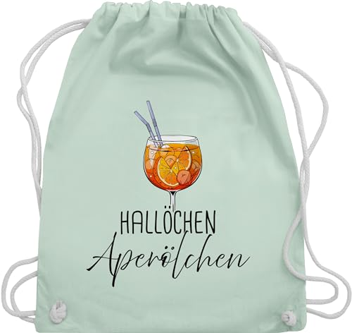 Turnbeutel Rucksack - Karneval & Fasching - Taschen - Hallöchen Aperölchen Aperol Spritz Mädelsabend - Unisize - Pastell Grün - für wurfmaterial fasnacht baumwolle wurfbeutel rosenmontag beutel von Shirtracer