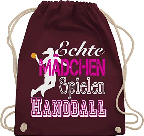 Shirtracer Turnbeutel Rucksack - WM 2023 Trikot Ersatz - Echte Mädchen Spielen Handball weiß - Unisize - Bordeauxrot - nur stoffbeutel kordelzug geschenke baumwollbeutel fan sportbeutel geschenk von Shirtracer