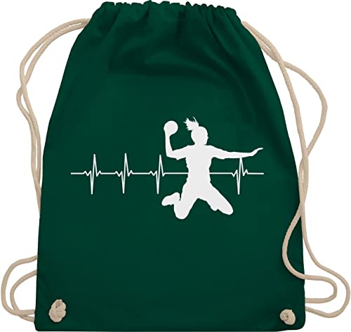 Shirtracer Turnbeutel Rucksack - WM 2023 Trikot Ersatz - Handball Herzschlag für Damen - Unisize - Dunkelgrün - handballerinnen geschenk kinderturnbeutel handballer geschenke handballerin stoffbeutel von Shirtracer