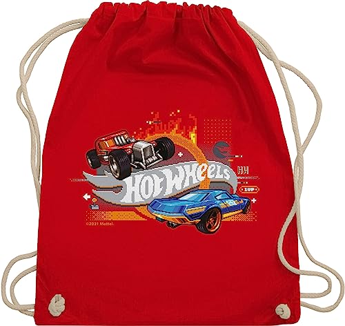 Turnbeutel Rucksack - Hot Wheels Tasche - 8-Bit Logo - Unisize - Rot - turn beutelrucksäcke stoffbeutel beutel bag sportbeutel umhängebeutel uni baumwolle turnen einfarbig stoff baumwoll kinder von Shirtracer