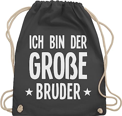 Turnbeutel Rucksack - Großer - Taschen - Ich bin der große Bruder - Unisize - Dunkelgrau - gym bag grosser baumwoll 2024 baumwolle geschenk geschenke grosser+bruder brüder großer+bruder großen von Shirtracer