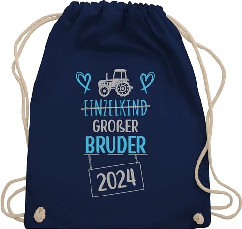 Shirtracer Turnbeutel Rucksack - Taschen - Ich bin jetzt großer Bruder Geburt Einzelkind - Unisize - Navy Blau - geschenk großen größeren grosser geschenke für grosser+bruder grosse große und big bro von Shirtracer