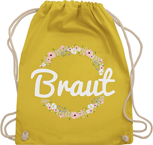 Turnbeutel Rucksack - Braut Blumenkranz - Unisize - Gelb - jga frauen sport beuteltasche jungegesselenabschied frau stoff beutel bachelorette party accessories turnsäckchen polterer stoffsackerl von Shirtracer