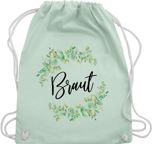 Turnbeutel Rucksack - JGA Junggesellenabschied Frauen - Braut Eukalyptus - Unisize - Pastell Grün - sportrucksack rucksäcke jungegesellenabschied beuteltasche goodie bag junggesellen baumwolle von Shirtracer