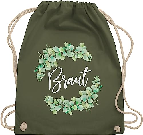 Shirtracer Turnbeutel Rucksack - JGA Junggesellenabschied Frauen - Braut Eukalyptus weiß - Unisize - Olivgrün - geschenk an brauttaschen bachelorette party beutel junggesellinnenabschied outfit von Shirtracer