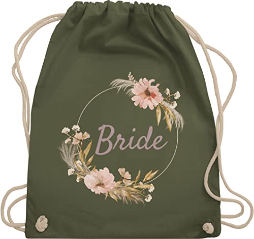 Turnbeutel Rucksack - JGA Junggesellenabschied Frauen - Bride Braut Boho - Unisize - Olivgrün - hen party accessories bachelorette bag blumenkranz jungesellinnenabschied frau outfit junggesellen von Shirtracer