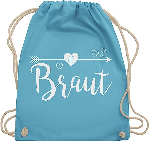 Shirtracer Turnbeutel Rucksack - JGA Junggesellenabschied Frauen - Die Braut - Unisize - Hellblau - poltern turn beutel stoffbeutel hen party turnsackerl mädels bachelorette baumwollrucksack damen von Shirtracer