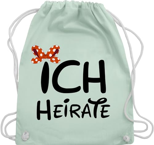 Shirtracer Turnbeutel Rucksack - JGA Junggesellenabschied Frauen - Ich heirate Schleife schwarz - Unisize - Pastell Grün - brauttaschen bachelorette party juterucksack junggesellinnenabschied outfit von Shirtracer