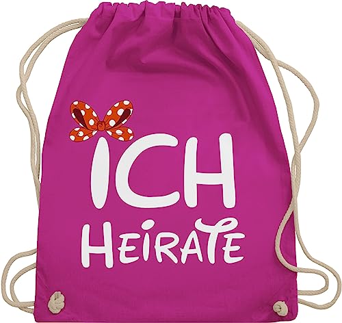 Turnbeutel Rucksack - JGA Junggesellenabschied Frauen - Ich heirate Schleife weiß - Unisize - Fuchsia - trainingsbeutel jungesellinnenabschied frau outfit junggesellinnenabschied stoffturnbeutel von Shirtracer