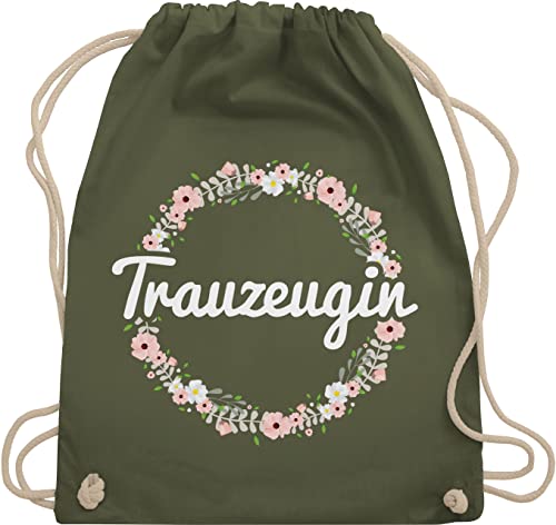 Shirtracer Turnbeutel Rucksack - JGA Junggesellenabschied Frauen - Trauzeugin - Blumenkranz - Unisize - Olivgrün - hen party accessories brauttaschen jungesselnabschied bridemaid stoffrucksack von Shirtracer