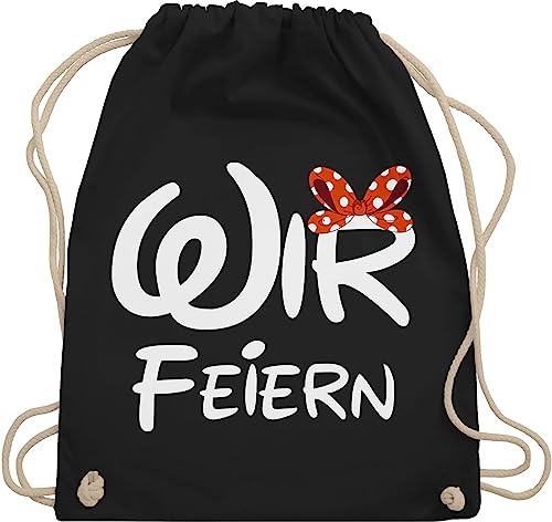 Turnbeutel Rucksack - JGA Junggesellenabschied Frauen - Wir feiern - Schleife - Unisize - Schwarz - brauttaschen bachelorette party bridesmaids beutelrucksäcke junggesellinnenabschied outfit von Shirtracer