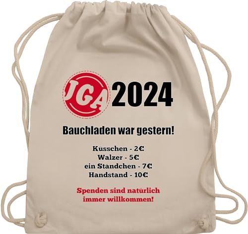 Turnbeutel Rucksack - JGA Junggesellenabschied Männer - Aufgaben der Braut - Bezahlen - Bauchladen war gestern - Unisize - Naturweiß - verkaufsartikel brauttaschen bachelorette party verkauf von Shirtracer