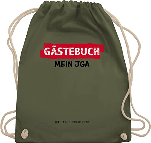 Turnbeutel Rucksack - Junggesellenabschied Männer - JGA Gästebuch I Unterschreiben Gäste - Unisize - Olivgrün - herren junggesellen stoffbeutel hen party accessories jungesellenenabschied wm110 von Shirtracer