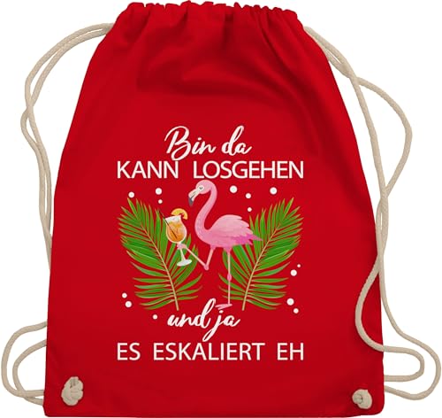 Turnbeutel Rucksack - Karneval & Fasching - Taschen - Bin da kann losgehen und ja es eskaliert eh I Flamingo Kostüm Lustig Mallorca - Unisize - Rot - flamingo-rucksack karnevalsbeutel faschings von Shirtracer