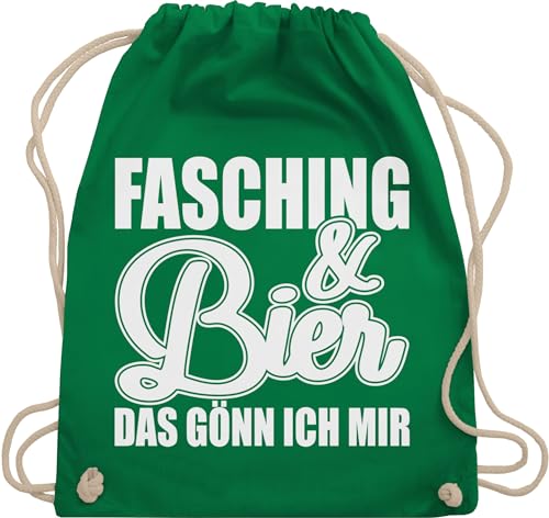 Shirtracer Turnbeutel Rucksack - Karneval & Taschen - Fasching und Bier das gönn ich mir - weiß - Unisize - Grün - lustiges faschingskost partner verkleidung kaneval karmeval „karneval“ fasnachts von Shirtracer