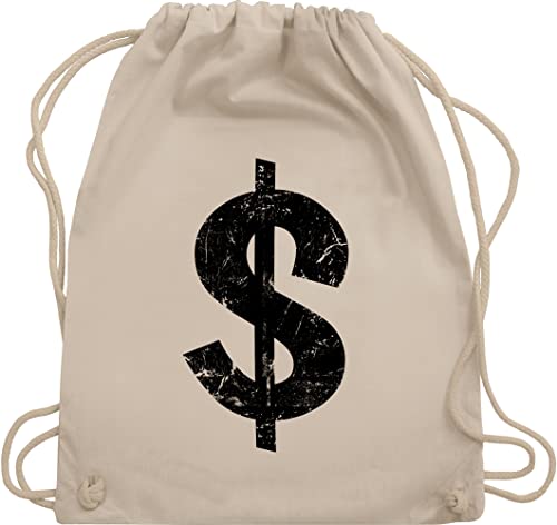 Shirtracer Turnbeutel Rucksack - Karneval & Fasching - Taschen - Geldsack Dollarzeichen I Dollar Zeichen I Dollar I Sack voll Geld - Unisize - Naturweiß - karnevalsbeutel faschings money beutel von Shirtracer