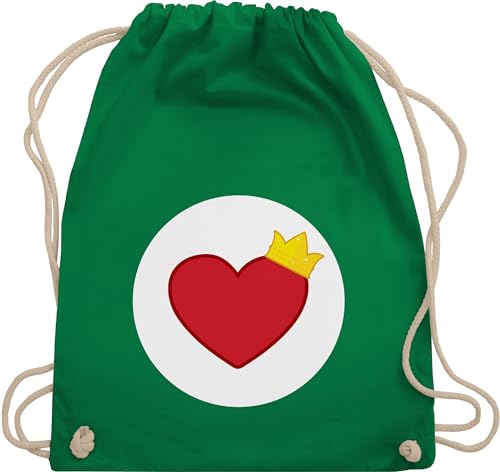 Shirtracer Turnbeutel Rucksack - Karneval & Fasching - Taschen - Glücksbär Herz Krone I Glücksbärchi Herz König I Liebe Valentinstags Geschenk - Unisize - Grün - glücksbärchen tasche karnevalsbeutel von Shirtracer