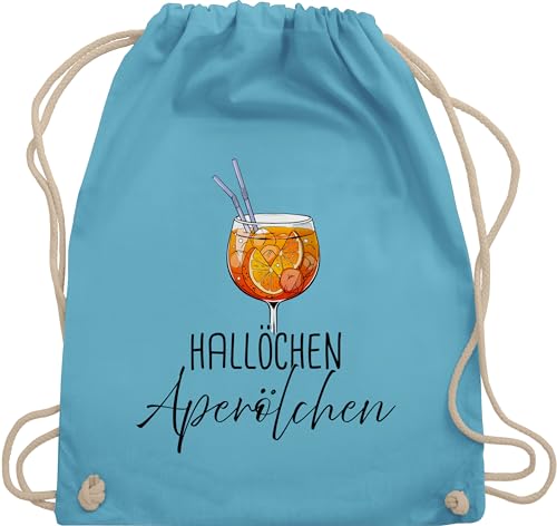 Turnbeutel Rucksack - Karneval & Fasching - Taschen - Hallöchen Aperölchen I Aperol Spritz Mädelsabend I Aperol Spritz Geschenk - Unisize - Hellblau - beutel festival karnevalsbeutel faschings von Shirtracer