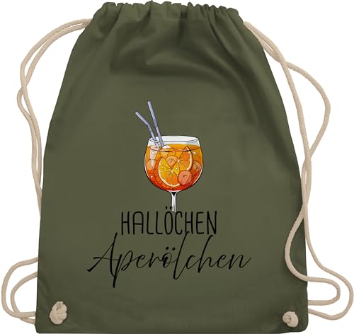 Shirtracer Turnbeutel Rucksack - Karneval & Fasching - Taschen - Hallöchen Aperölchen Aperol Spritz Mädelsabend - Unisize - Olivgrün - lustige faschings karneval- costüm kostùm strassenkarneval von Shirtracer