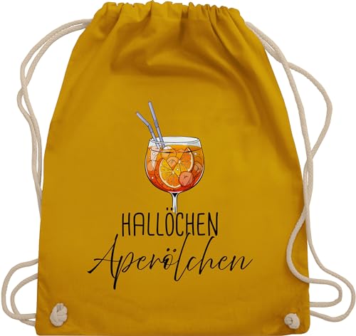 Shirtracer Turnbeutel Rucksack - Karneval & Fasching - Taschen - Hallöchen Aperölchen Aperol Spritz Mädelsabend - Unisize - Senfgelb - beutel, aperolchen wurftaschen carnival rucksäcke geschenke von Shirtracer