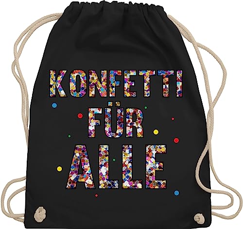 Turnbeutel Rucksack - Karneval & Fasching - Taschen - Konfetti für Alle I - Unisize - Schwarz - beutel köln karnevalsbeutel faschings karnevalsmotiv stoffbeutel kamelle tasche karnevalstasche von Shirtracer