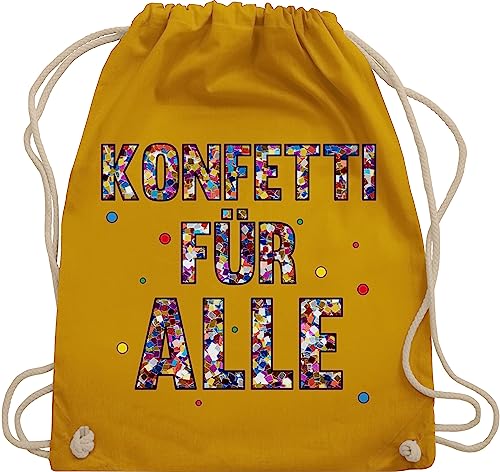 Turnbeutel Rucksack - Karneval & Fasching - Taschen - Konfetti für Alle I - Unisize - Senfgelb - beutel köln karnevalsbeutel faschings karnevalsmotiv stoffbeutel kamelle tasche karnevalstasche von Shirtracer