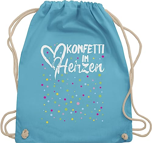 Turnbeutel Rucksack - Karneval & Fasching - Taschen - Konfetti im Herzen - Unisize - Hellblau - wurfmaterial tasche fasching- herz stoffbeutel wurftaschen carnevale turn beutel kamellebeutel von Shirtracer