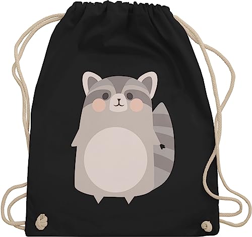 Shirtracer Turnbeutel Rucksack - Karneval & - Taschen - Kostüm Fasching Waschbär süß I Waschbär Kostüm I Waschbärkostüm - Unisize - Schwarz - karnevalsbeutel faschings waschbären tasche von Shirtracer