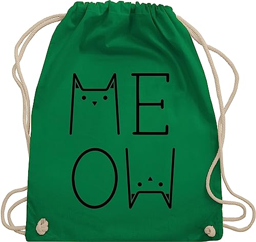 Turnbeutel Rucksack - Katzenbesitzer Geschenk Katze - MEOW schwarz - Unisize - Grün - tasche katzenfan turn beutel katzenmotiv stoff katzen sprüche baumwolle katzenmotive baumwoll zu weihnachten von Shirtracer