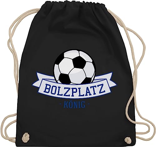 Turnbeutel Rucksack - Kinder Sport Kleidung - Bolzplatz König - Unisize - Schwarz - kinderturnbeutel fussball beutel fußball turnsack sportbeutel juterucksack stoffbeutel turnsäcke sportsack bag von Shirtracer