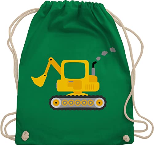 Turnbeutel Rucksack - Kinder Traktor und Co. - Bagger - Unisize - Grün - beutel kordelzug kindergarten stoffsackerl wechselkleidung bags kita sackerl sporttasche turnen tasche stoffrucksack von Shirtracer