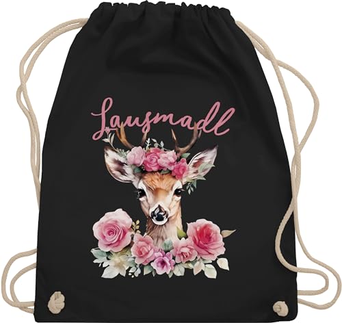 Shirtracer Turnbeutel Rucksack - Kompatibel mit Oktoberfest Tasche - Lausmadl Reh Geweih - Lausemädchen Freches Mädchen Lausmädchen Lousy Girl - Unisize - Schwarz - trachtenrucksack bayrische taschen von Shirtracer