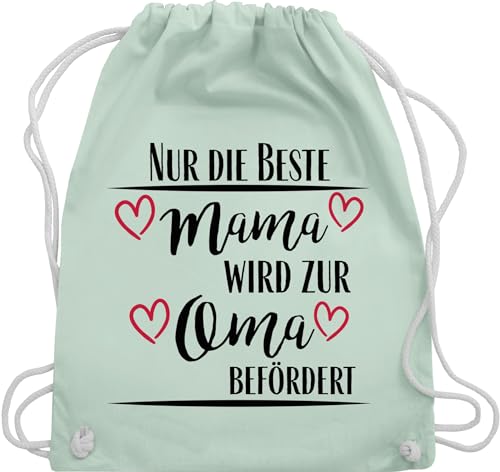 Turnbeutel Rucksack - Geschenk - Beste Mama wird zur Oma befördert - Schwangerschaft verkünden Omi - Unisize - Pastell Grün - kleinigkeit für omas mama/oma geschenke frischgebackene grandma von Shirtracer