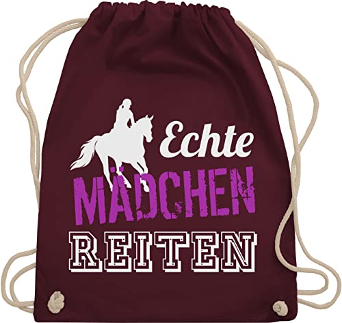 Turnbeutel Rucksack - Pferde und Zubehör - Echte Mädchen Reiten - Geschenk Reiterin Pferdegeschenke Reiten - Unisize - Bordeauxrot - pferd geschenke pferden trainingsbeutel für spruche tasche von Shirtracer