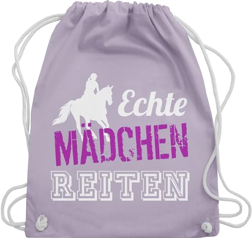 Shirtracer Turnbeutel Rucksack - Pferde und Zubehör - Echte Mädchen Reiten - Geschenk Reiterin Pferdegeschenke Reiten - Unisize - Pastell Lila - spruch bag sportbeutel pferdespruch pferdegeschenk von Shirtracer