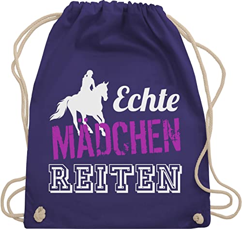 Turnbeutel Rucksack - Pferde und Zubehör - Echte Mädchen Reiten - Geschenk Reiterin Pferdegeschenke Reiten - Unisize - Lila - für pferdemädchen sprüche beutel baumwolle sportbeutel pferdespruch von Shirtracer