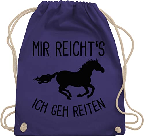 Shirtracer Turnbeutel Rucksack - Pferde und Zubehör - Mir reichts ich geh Reiten mit Pferd I Geschenk Reiter I Pferdemädchen - Unisize - Lila - reiterzubehör reit zubehöhr pferdemotiv horses beutel von Shirtracer