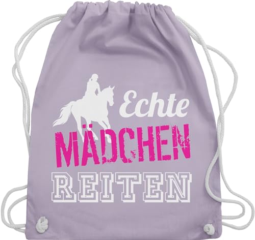 Turnbeutel Rucksack - Echte Mädchen reiten - Unisize - Pastell Lila - pferden tasche pferde kinder geschenk reitsport sportbeutel stalltasche pferdemotiven turnsäcke geschenke für pferdefreunde von Shirtracer